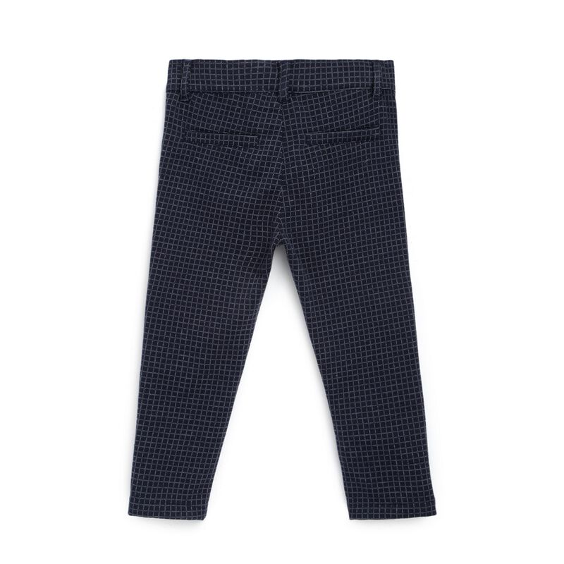 Boys Dark Blue Checkered Long Trouser image number 1